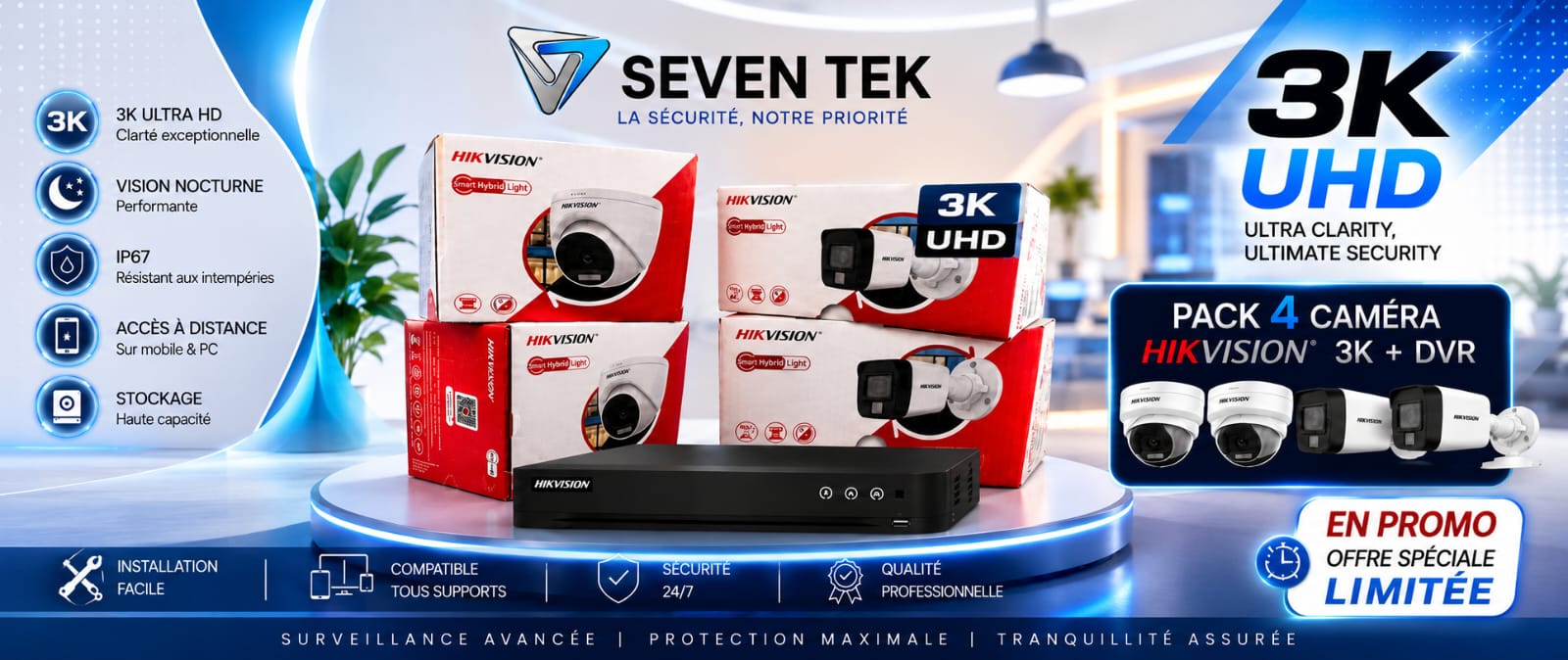 PACK 4 CAMERA HIKVISION+DVR