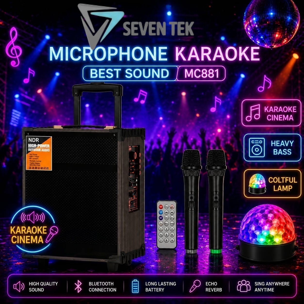 Haut Parleur et Microphone karaoké Best Sound MC881-W - 