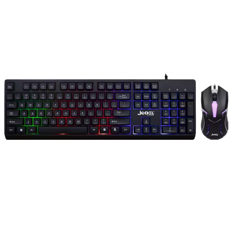 Ensemble Clavier et Souris Gamer Filaire JEDEL GK106 RGB - Noir