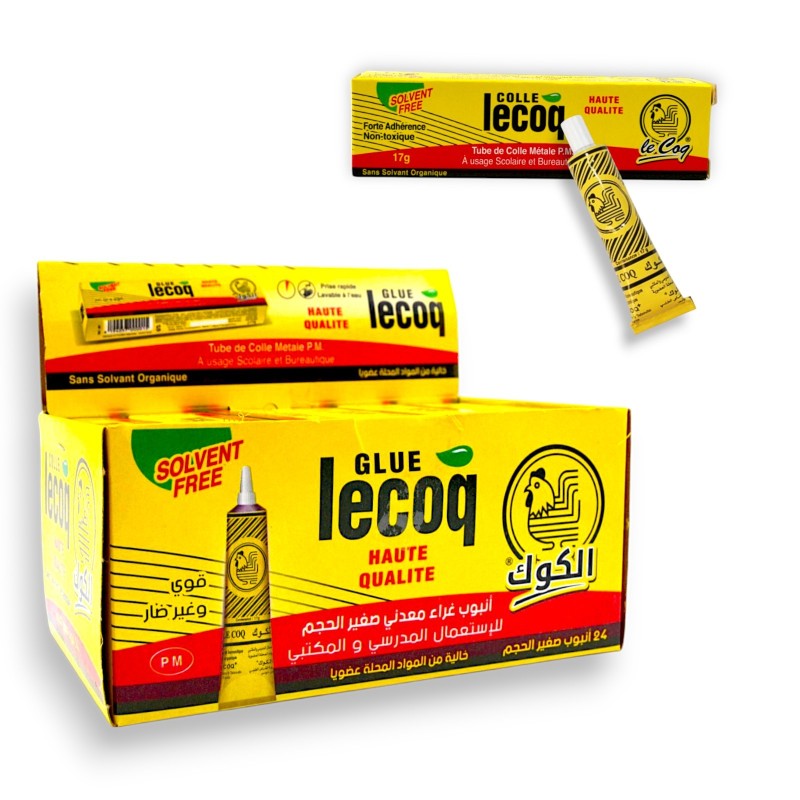 PAQUET DE 24 COLLE EN TUBE PETIT MODELE METAL LE COQ Colle Fort le Coq P.M. en métal