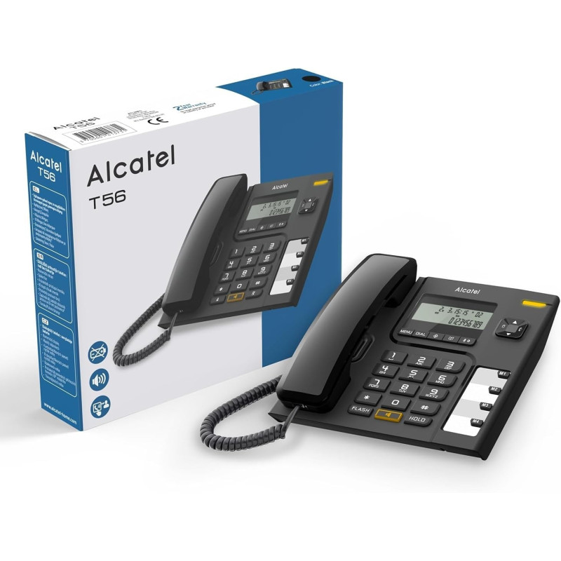 Téléphone Fixe Filaire ALCATEL T56 Avec Afficheur - Noir