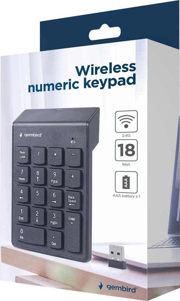 Pavé Numérique Sans Fil Gembird KPD-W-02 Noir