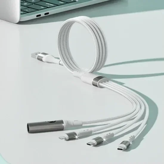 Câble universel tressé multi-USB 4 en 1 pour allume-cigare | Charge ultra rapide 5 A